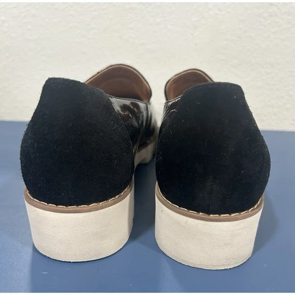 Vionic Women's Kensley Black Crinkle Patent Loafers 8 White Soles #Academia - Picture 5 of 7